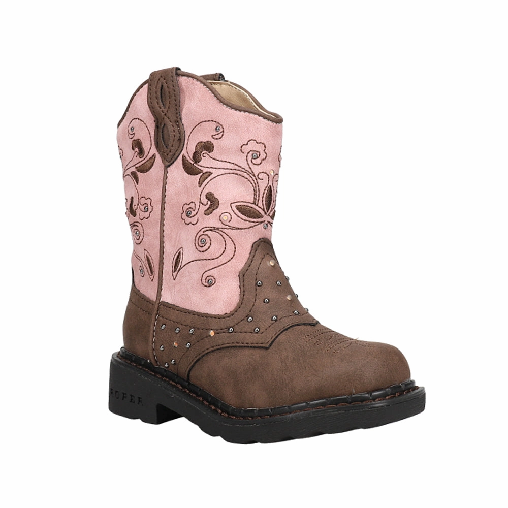 Snowboard And Boots Saddle Light Round Toe Cowboy Boots (Little Kid-Big Kid)