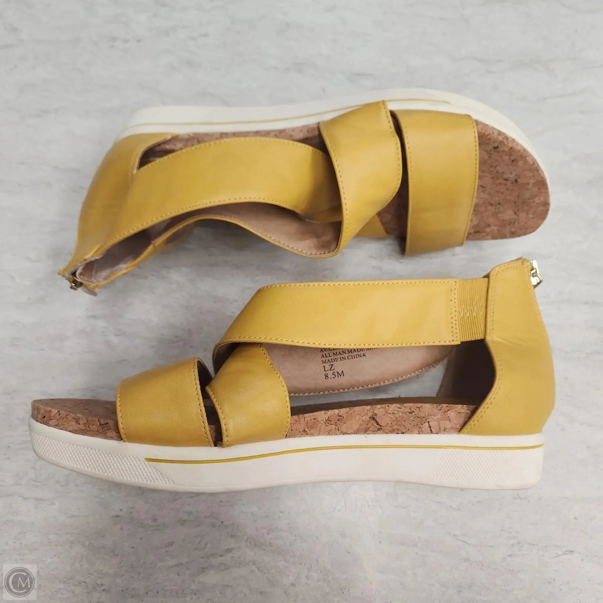 Sandals Heels Platform By Adrienne Vittadini In Yellow, Size: 8.5 Wedge Heels High