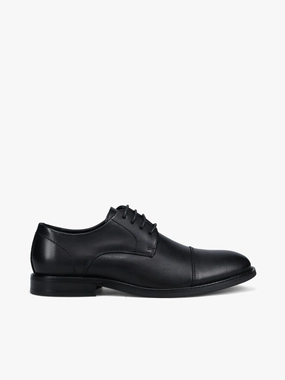 Sander Black Leather Wide Work Oxfords