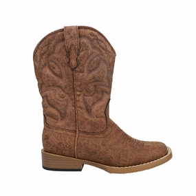 Pull On Leather Boots Scout Square Toe Cowboy Boots (Little Kid)