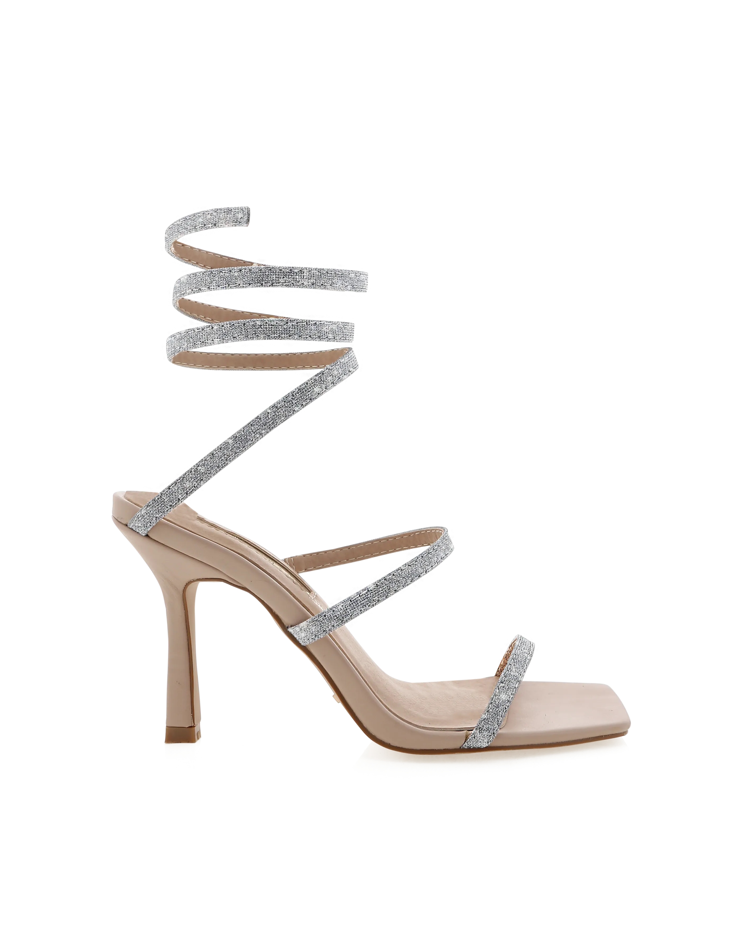 High Heel With Bow SIMI - SILVER GLITTER-NUDE