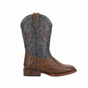 Bumps Ostrich Print Embroidered Square Toe Pull On Cowboy Boots (Little Kid-Big Kid) Leather Conditioner For Boots