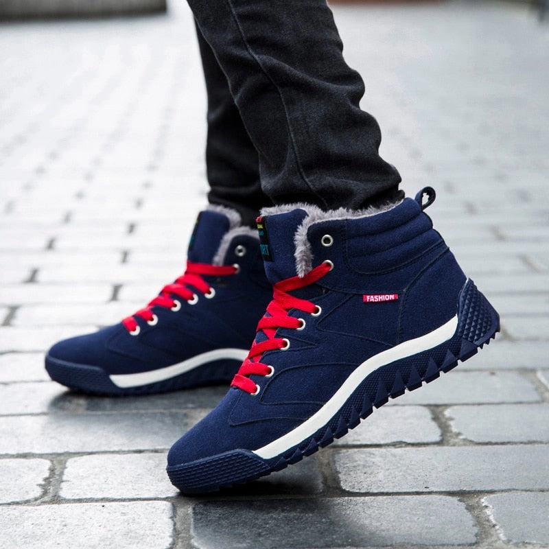 Men Shoes 2018 Winter Plush Snow Boots Comfortable Keep Warm Outdoor Sport Walking Boots Male Athletic Sneakers For Adult Brown Ankle Boots No Heel