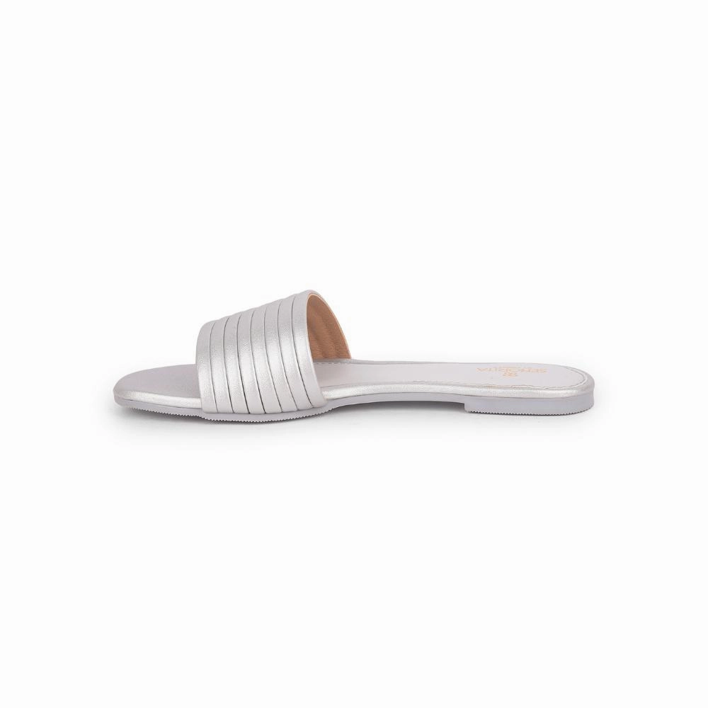 Senorita Casual Silver Slides Women STY-51E By Liberty Animal Print Slippers