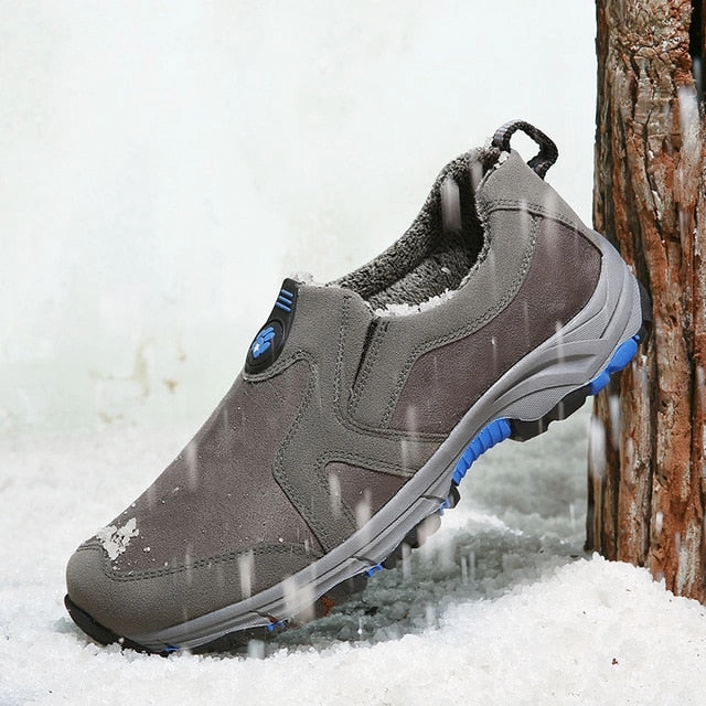 2019 Winter Outdoor Trekking Boots Men Slip On Mountain Climbing Sneakers Leather Warm Hiking Shoes For Men Mountain Trainers Hiking Boots In Snow
