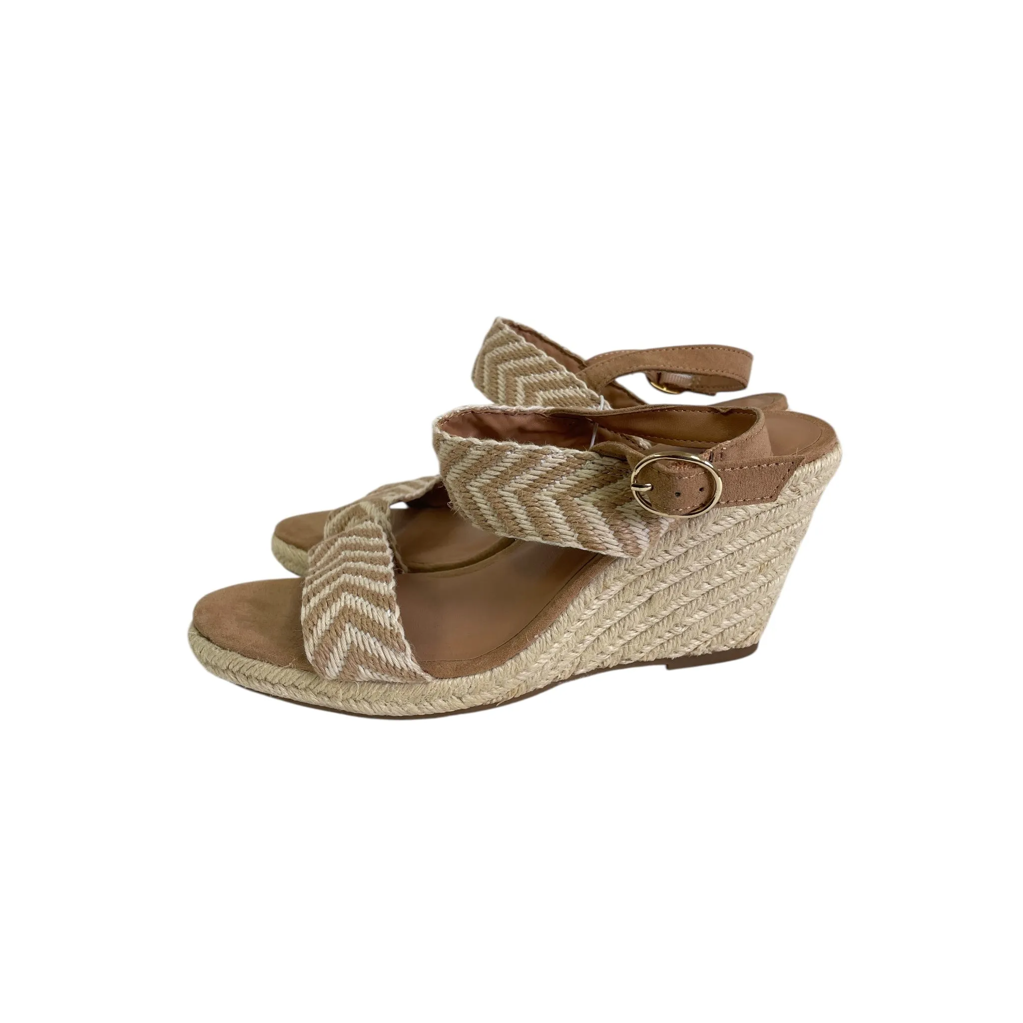 Shoes Heels Wedge By Old Navy In Taupe, Size:7 Leather High Heels
