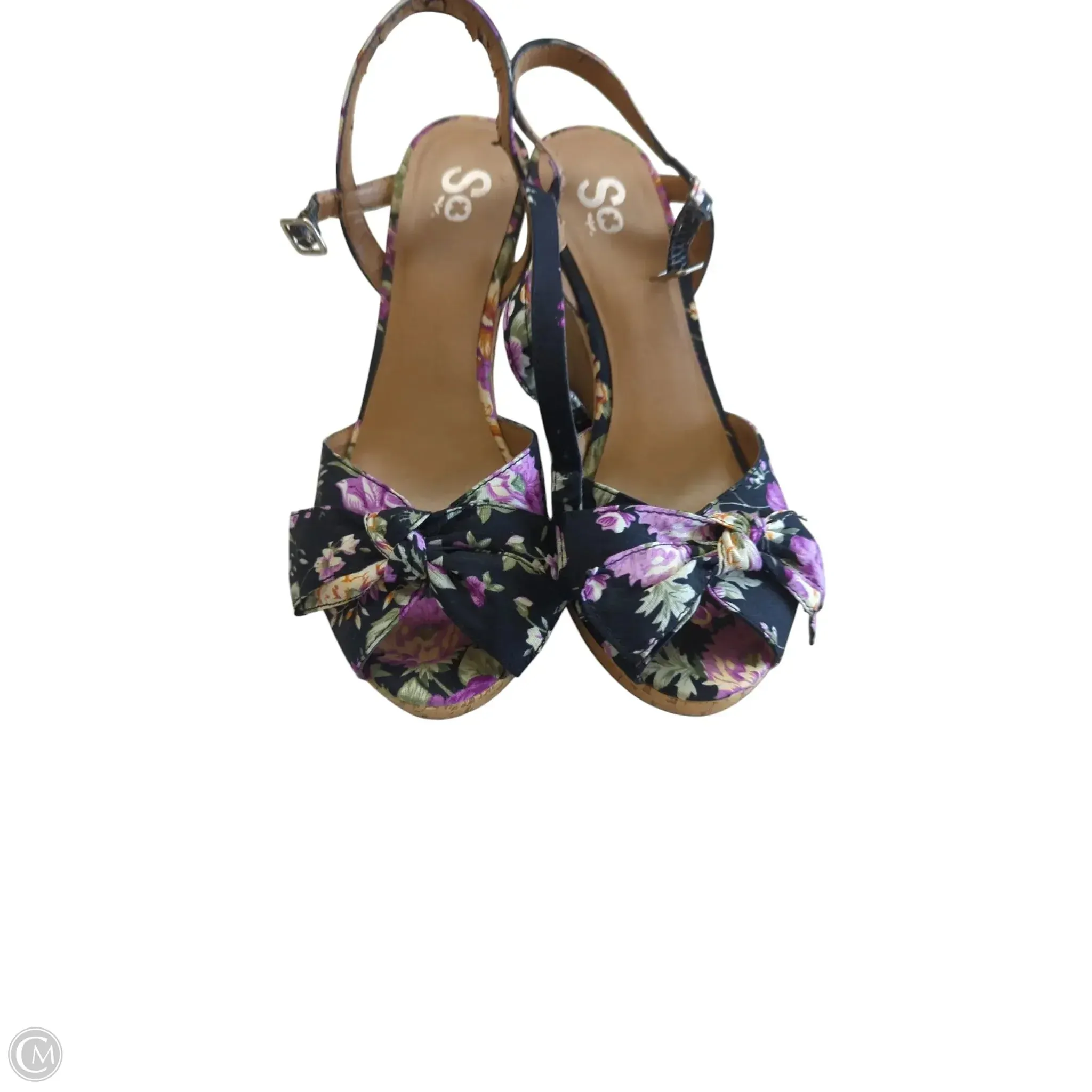 Shoes Heels Wedge By Spalding In Floral Print, Size: 8 High Heel Boots Outfit