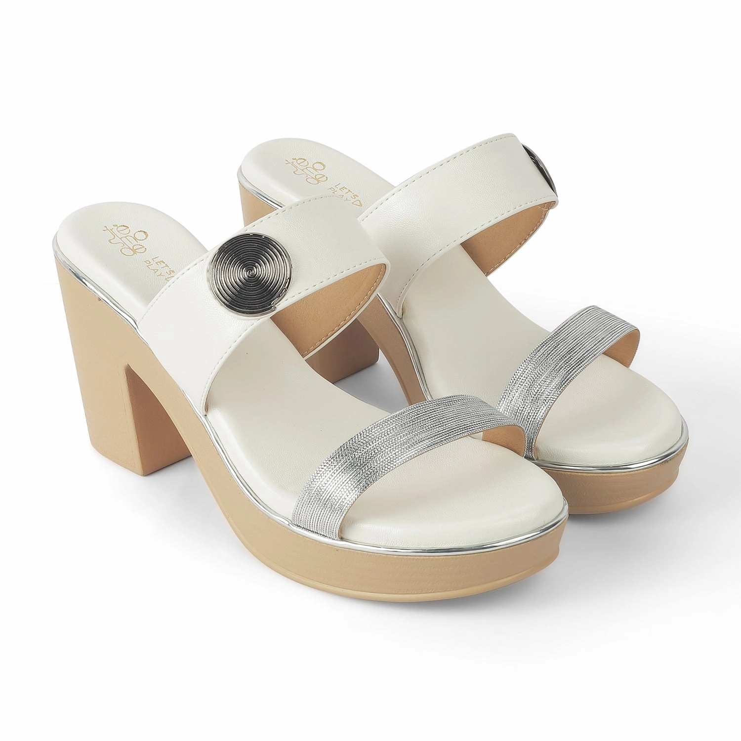 Slide Sandals Tresmode Tall White Women's Dress Block Heel Sandals