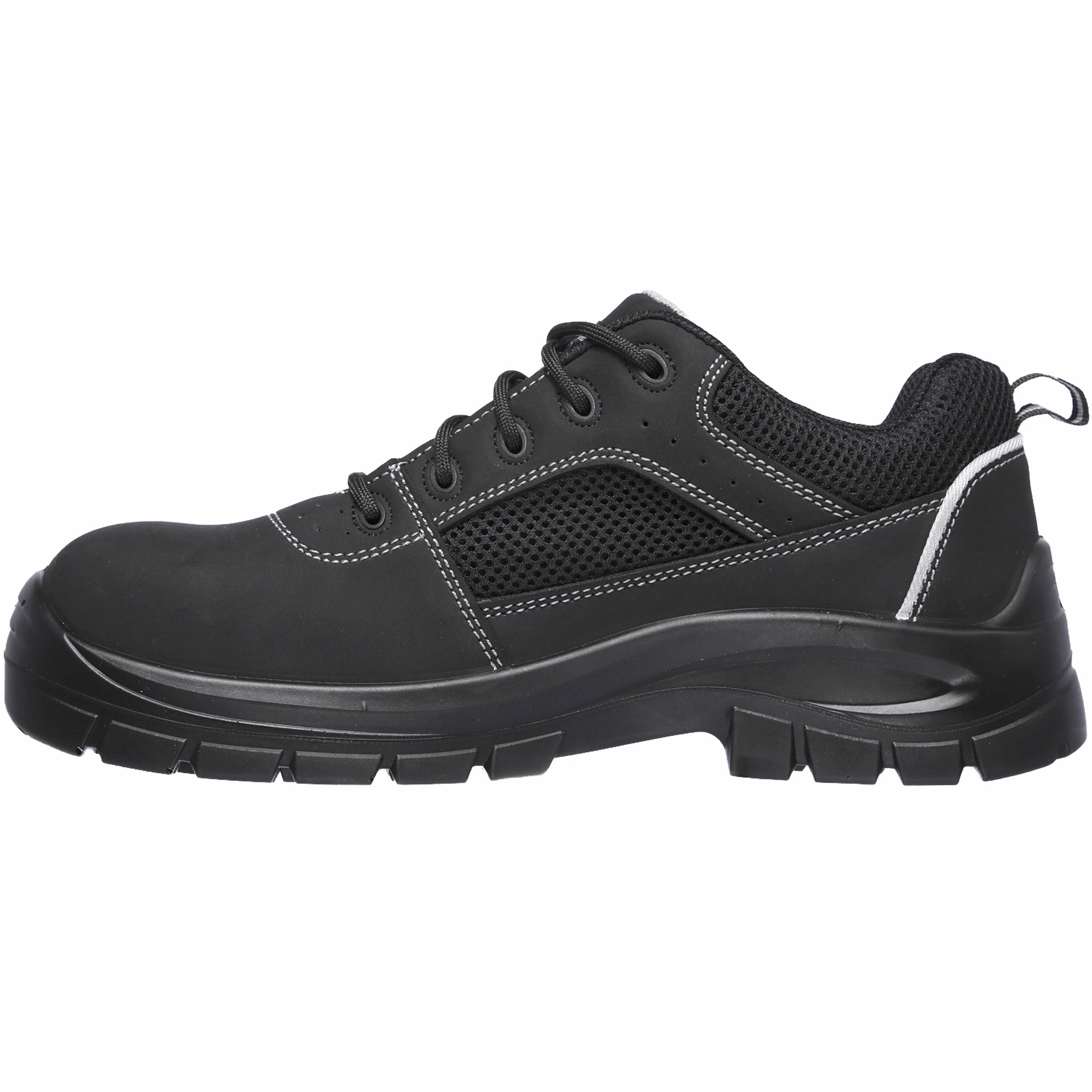 Flat Feet Skechers Men's 200001 Trophus Black Safety Steel Toe Work Shoes