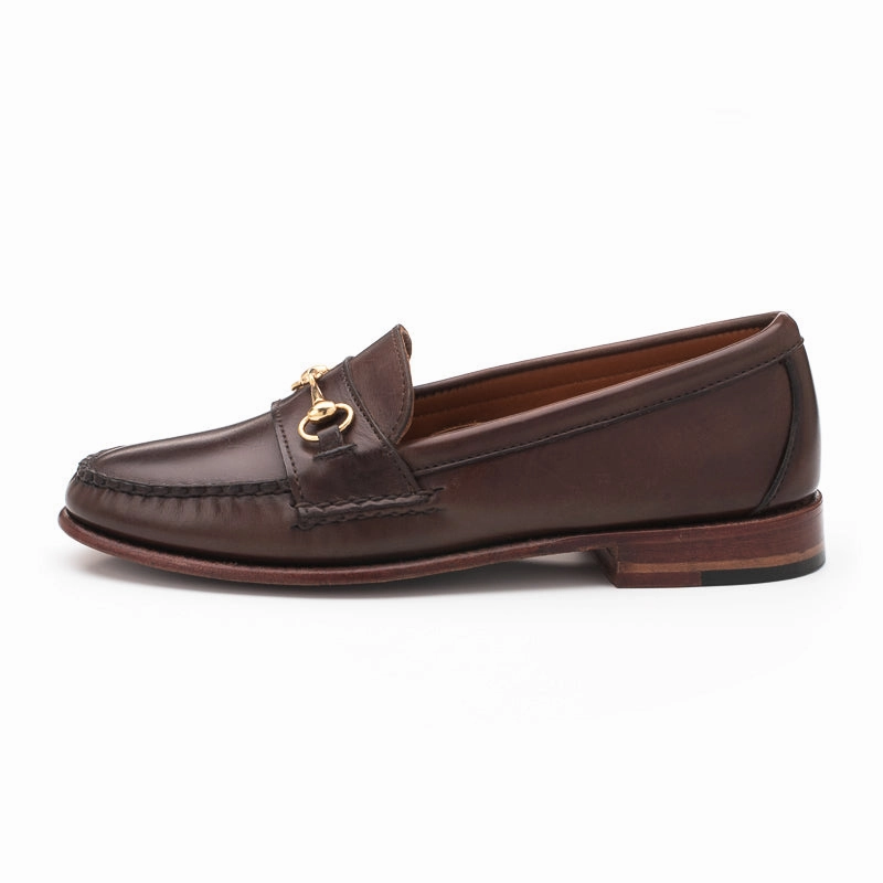 Women's Horsebit Loafers - Dark Brown Calf Loafers With Open Back