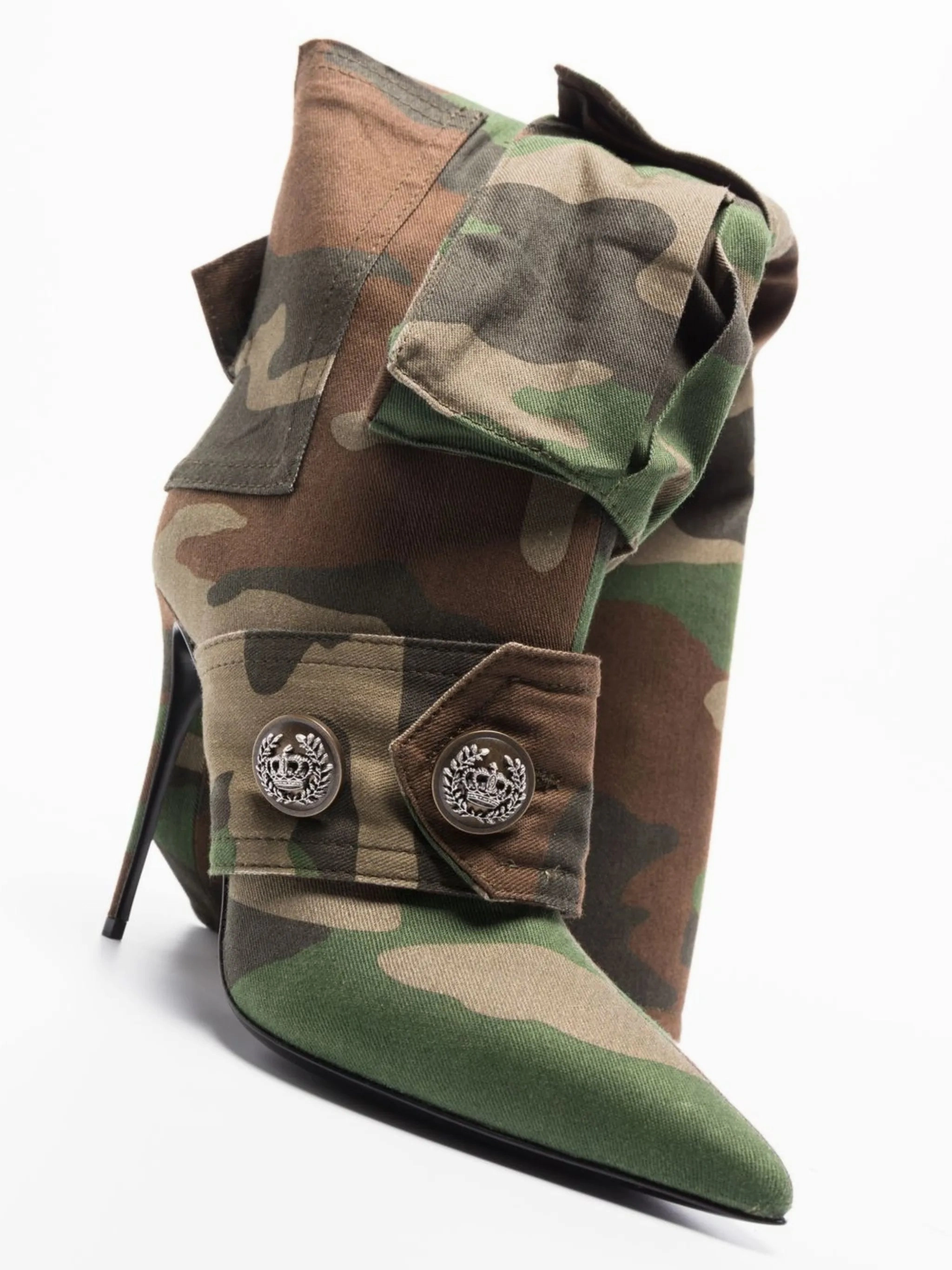 camouflage-pattern pointed-toe boots Ankle Boots 11 Wide