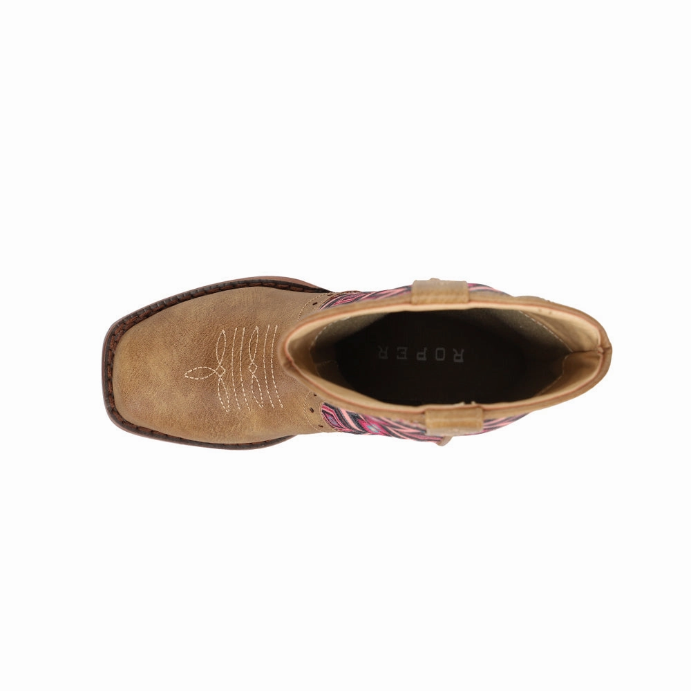 Glitter Geo Square Toe Cowboy Boots (Little Kid) Fox Instinct Boots