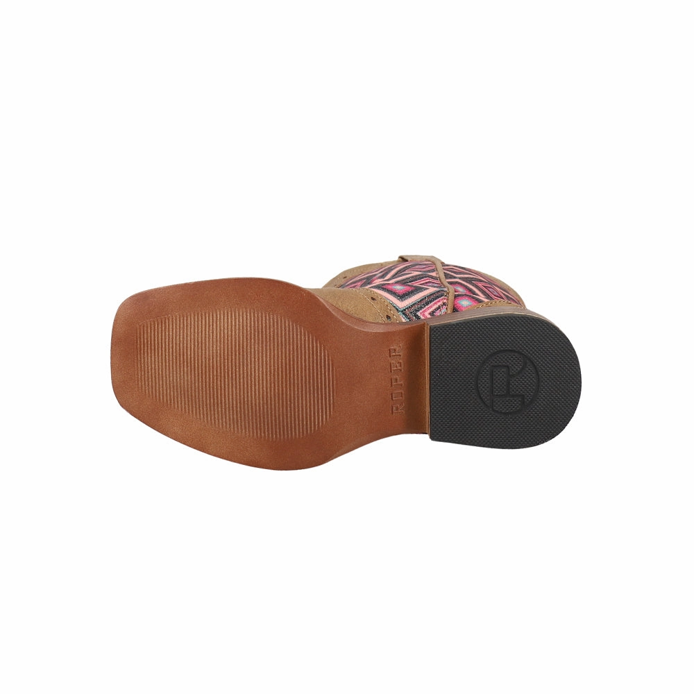 Glitter Geo Square Toe Cowboy Boots (Little Kid) Boots O Neal