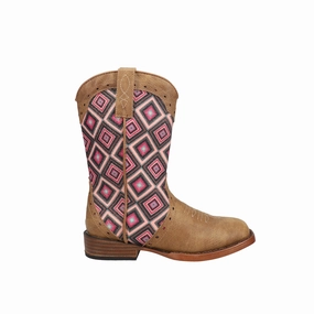 Glitter Geo Square Toe Cowboy Boots (Little Kid) Toddler Moon Boots