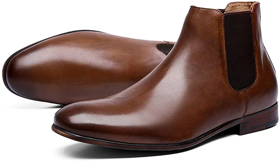 Mens Chelsea Boots Genuine Leather Dress Boots for Men Black Chelsea Boots Men Chukka Ankle Boots Waxed Chelsea Boots