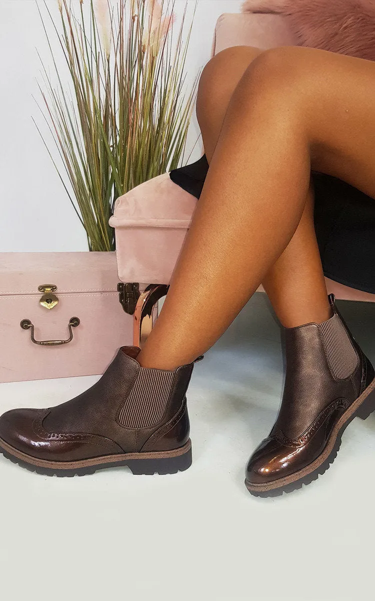 Toga Pulla Chelsea Boots Faux Leather Brogue Chelsea Boots