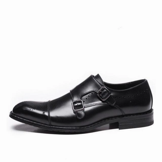 Wingtip Oxfords West Louis Genuine Leather British Design Double Buckle Oxfords