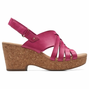 Clarks Giselle Glow Fuchsia Leather Wedge Sandals (Women's) Sandals Emerald Bay Resort Exuma