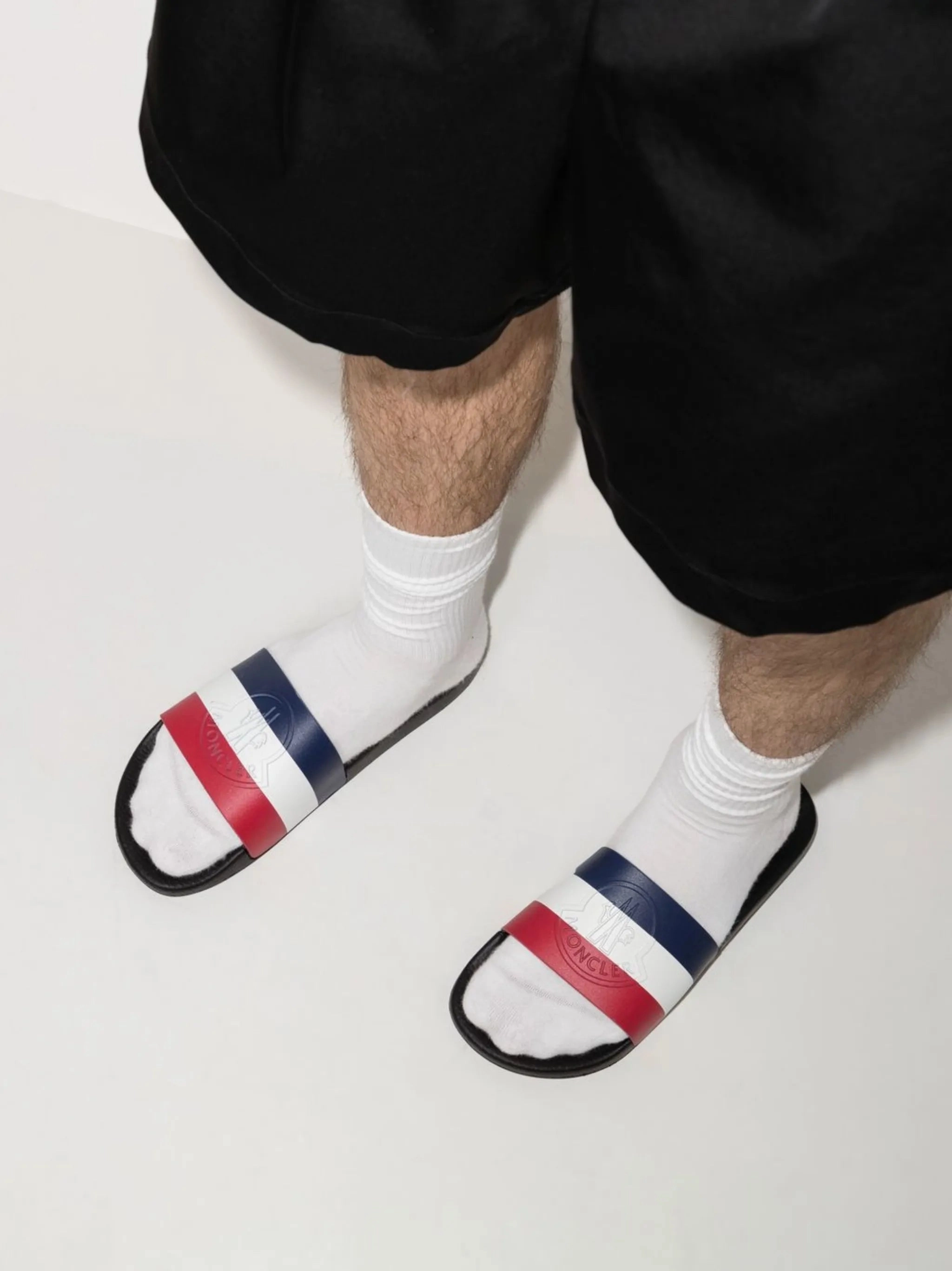 Basile striped flat slides Silver Slippers Gym