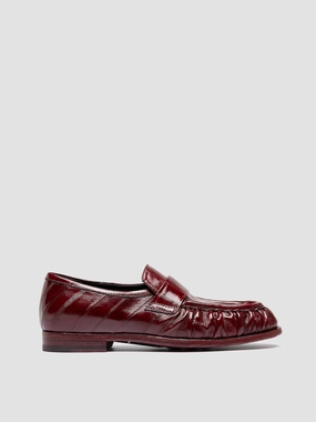 SOLITUDE 107 - Burgundy Leather Penny Loafers Rhinestone Loafers