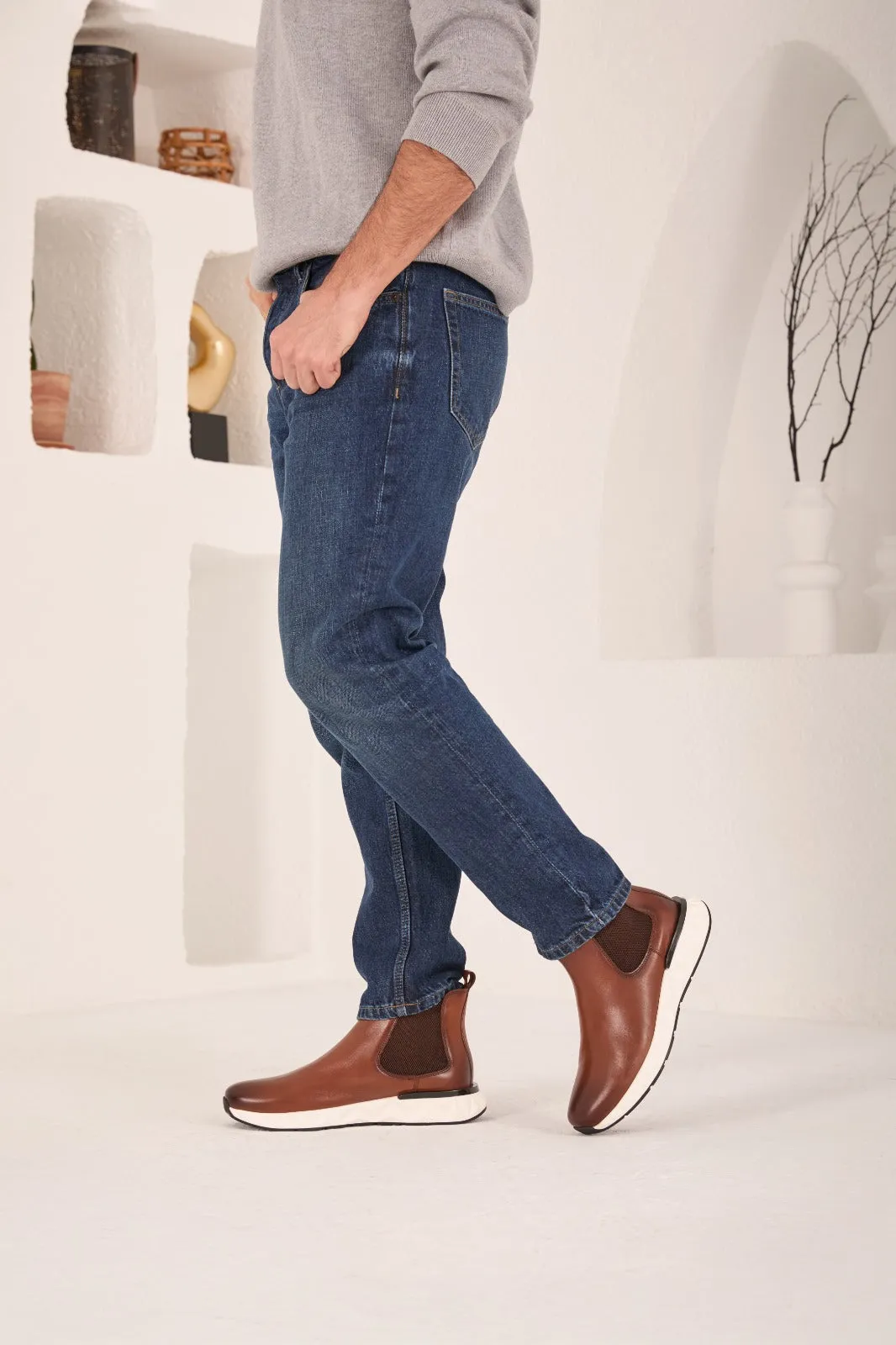 Half Chelsea Boots The Apex Tan Leather Men Chealsea Boot