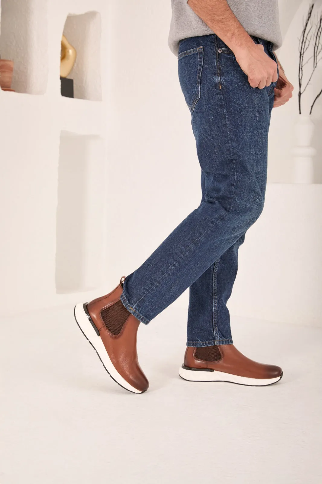 The Apex Tan Leather Men Chealsea Boot Suede Chelsea Boots Size 6