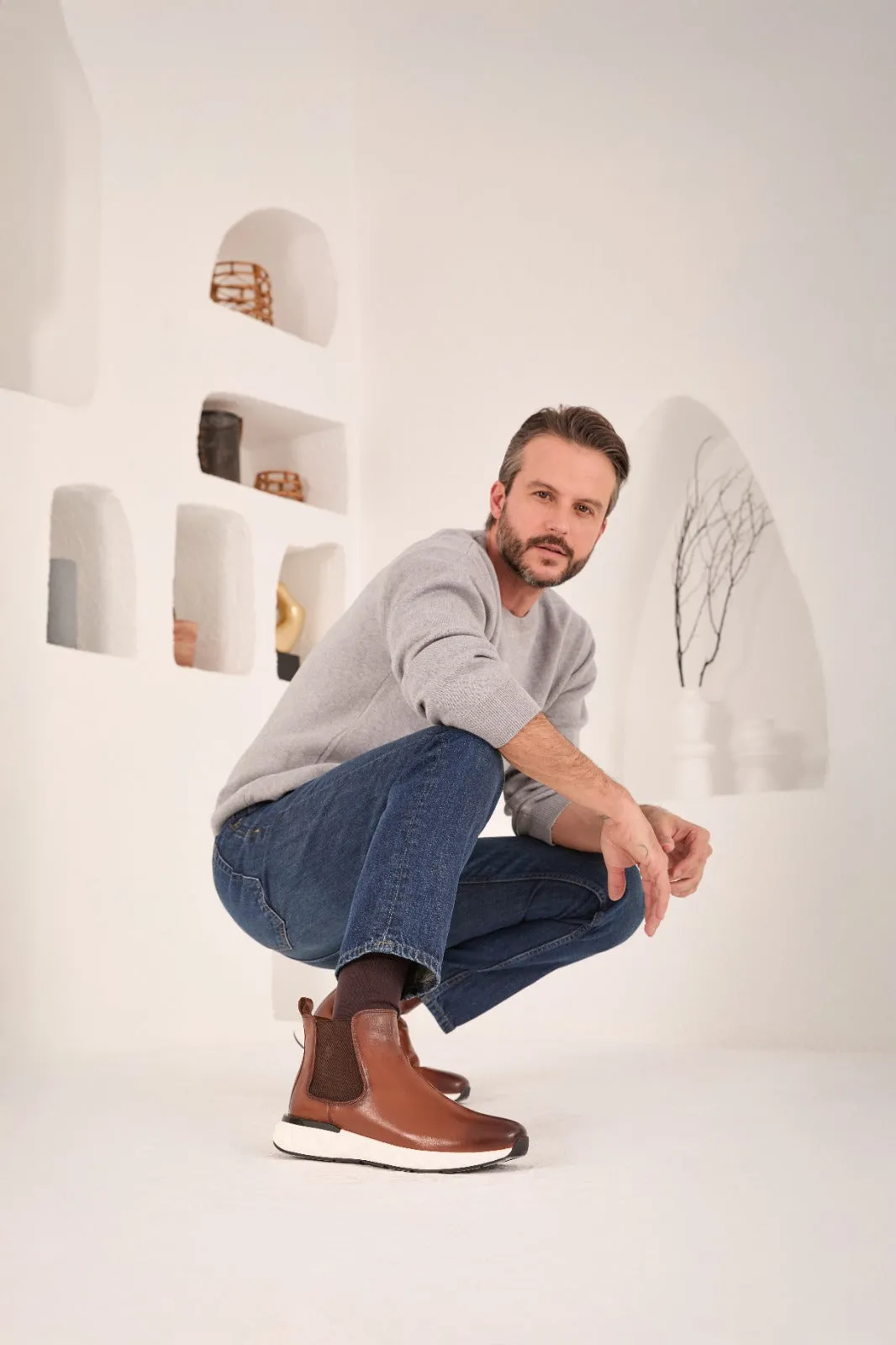 Sock Top Chelsea Boots The Apex Tan Leather Men Chealsea Boot