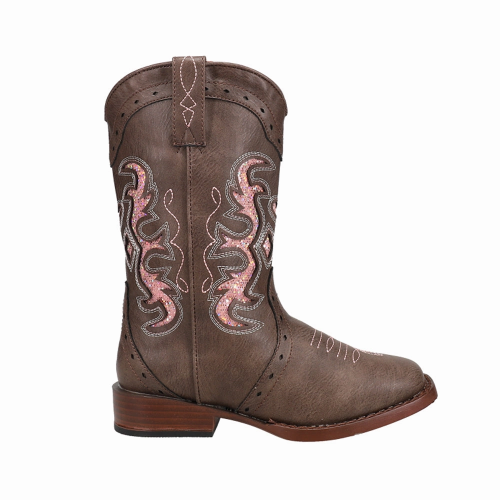 Shearling Boots Lexi Rhinestone Square Toe Cowboy Boots (Little Kid-Big Kid)