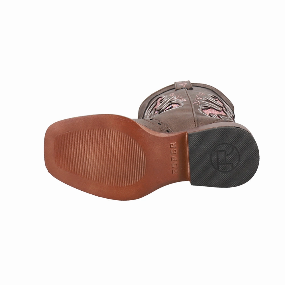 Lexi Rhinestone Square Toe Cowboy Boots (Little Kid-Big Kid) Distressed Western Boots