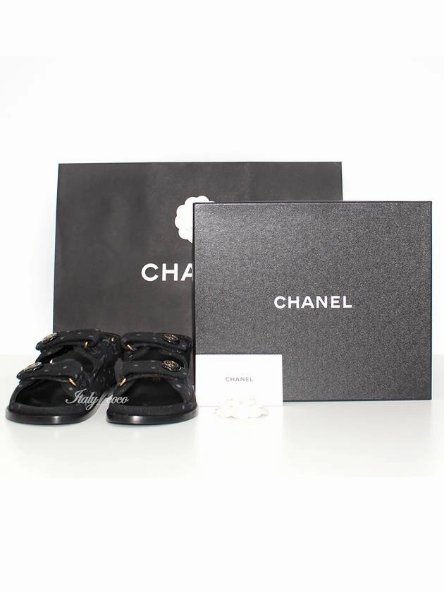 Filas Sandals Printed Denim VelcroSandals Black Chanel