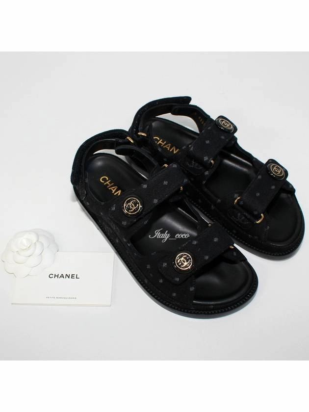 Printed Denim VelcroSandals Black Chanel Sandals By Soda