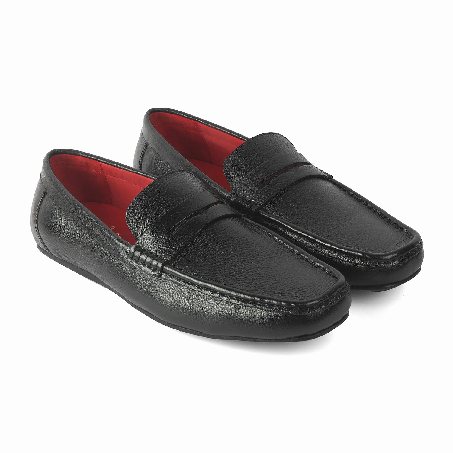 Suede Loafers With Gold Buckle Tresmode Slipon Black Men's Leather Penny Loafers