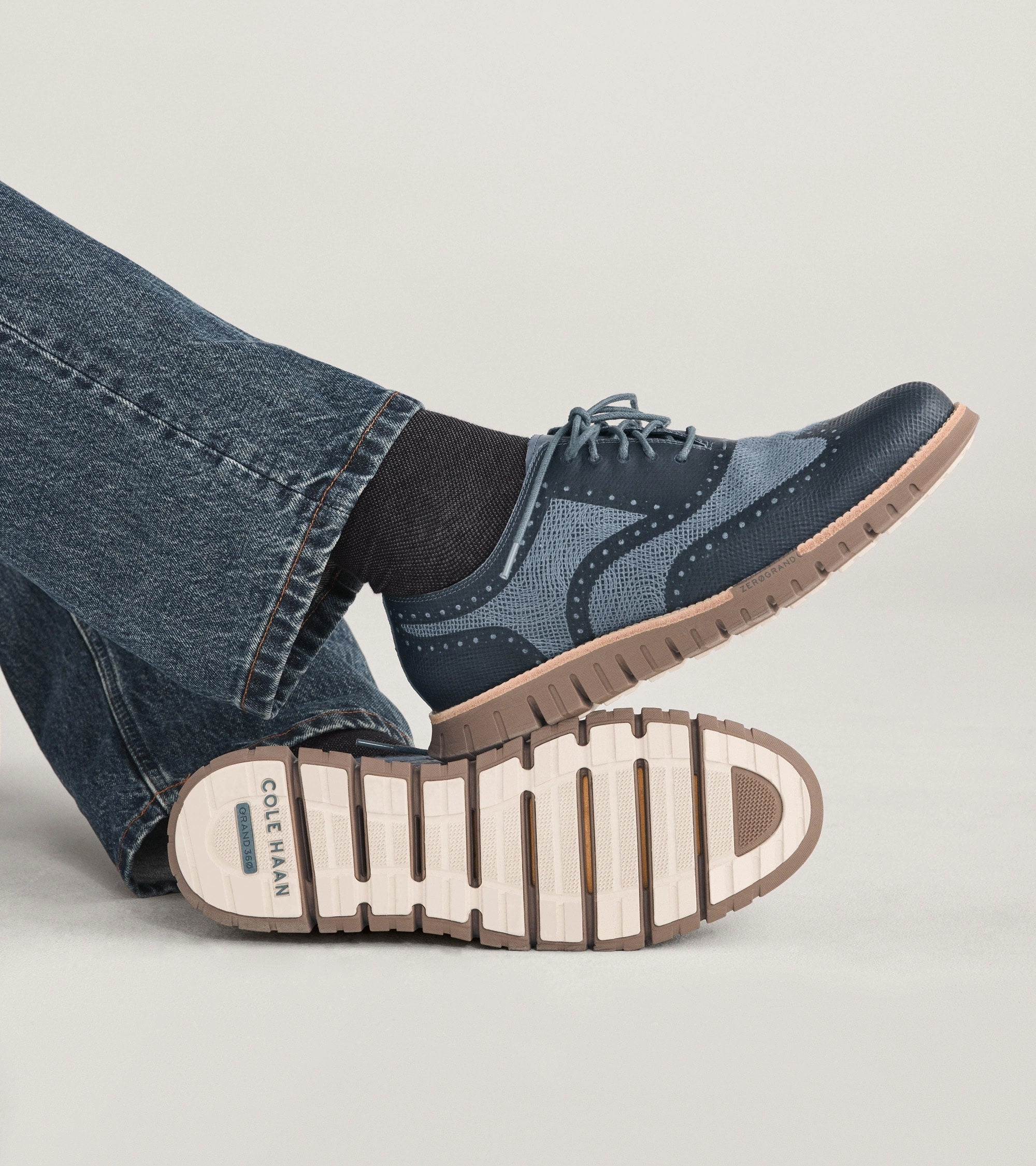 Men's ZERGRAND Remastered Embrostitch Wingtip Oxfords Zegna Oxfords