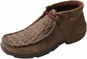 Rugged Penny Loafers Twisted X Men's Chukka Driving Moc, Caiman Print/Brown, 9M