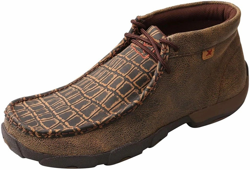 Pimp Loafers Twisted X Men's Chukka Driving Moc, Caiman Print/Brown, 9M