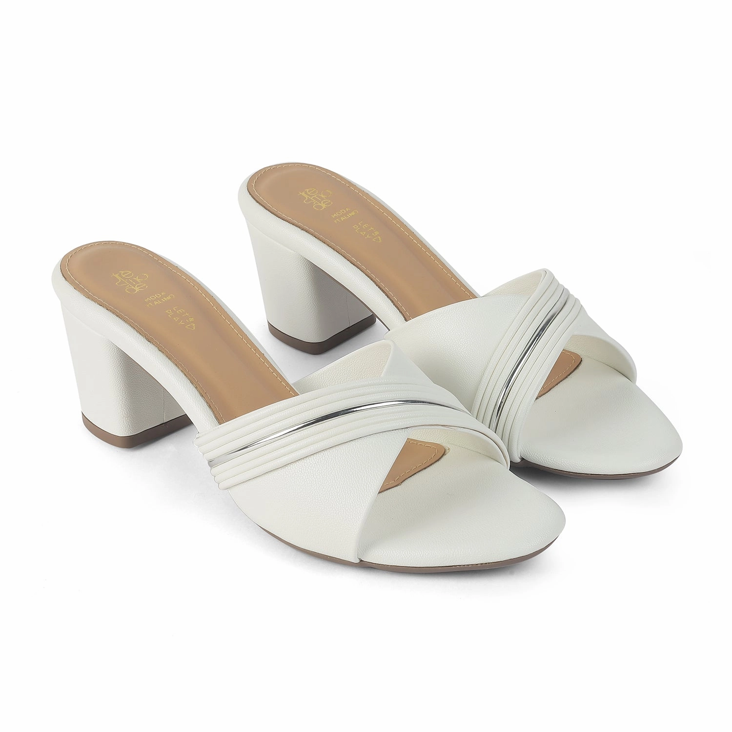 Tresmode Driv White Women's Dress Block Heel Sandals Sandals Mayari