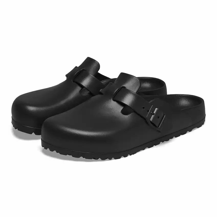 Glerups Wool Slippers Birkenstock "Boston EVA" W - Black (Narrow Fit)