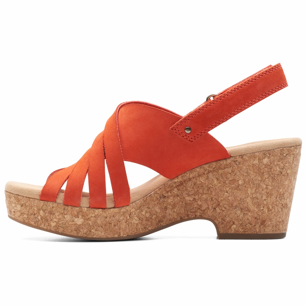 Clarks Giselle Glow Grenadine Nubuck Wedge Sandals (Women's) Bernie Mev Sandals