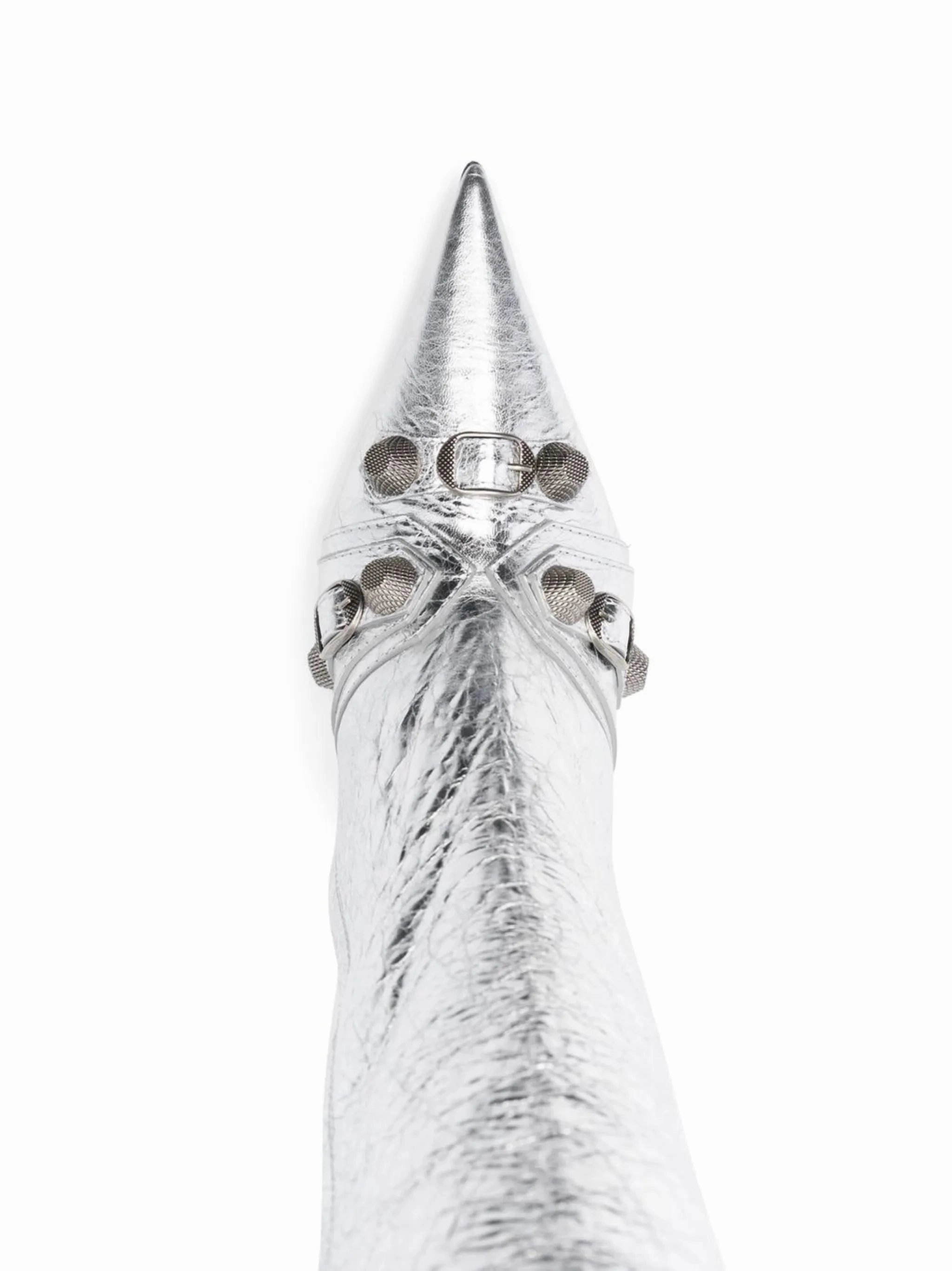 High Heel Chunky Ankle Boots Cagole 90mm metallic leather boots