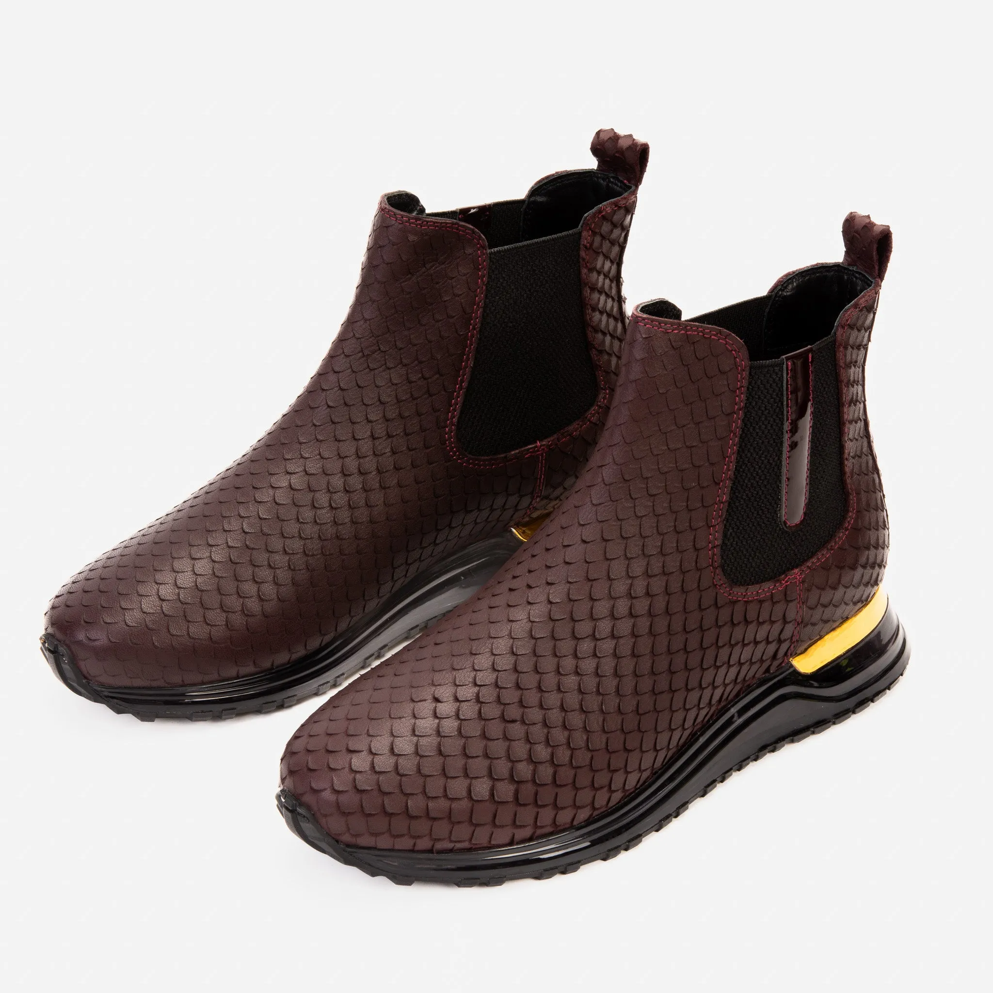Chelsea Boots With Tread The Panther Burgundy Leather Men Chelsea Boot