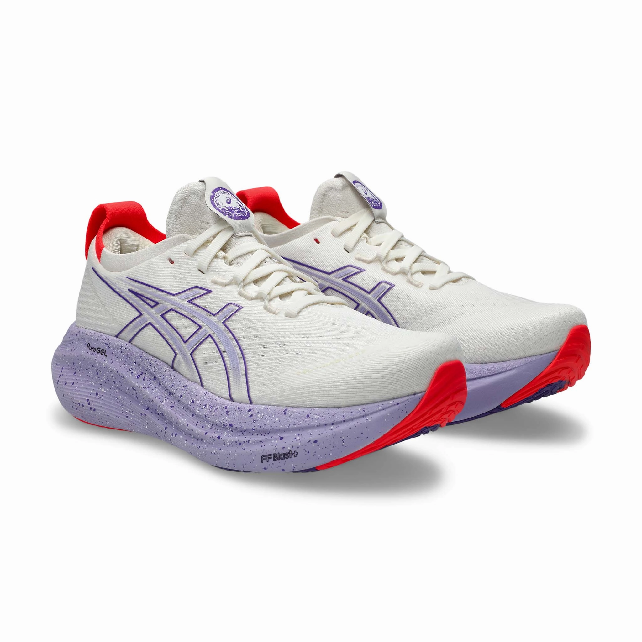 ASICS | Women's Gel-Nimbus 27 Tokyo Running Shoes - Cream/Edo Purple Berrettini Asics Shoes