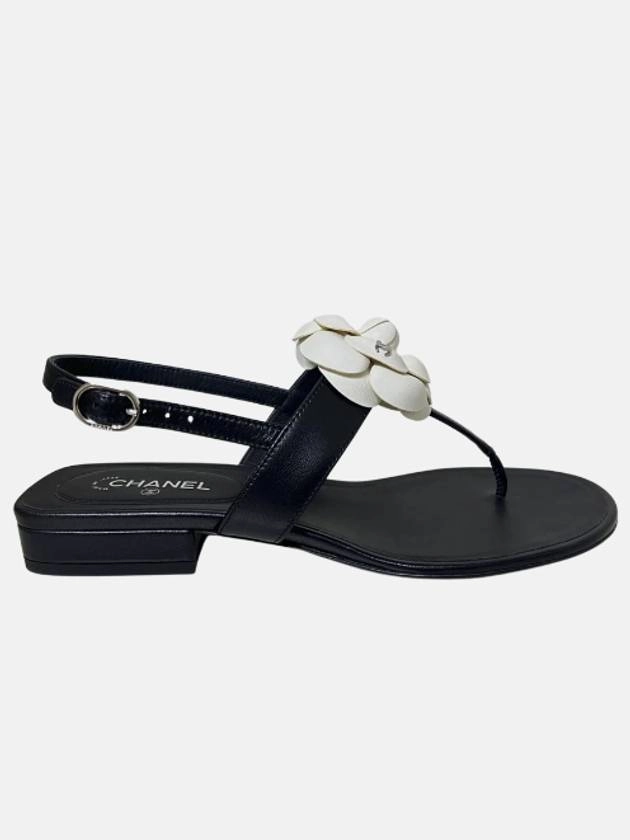 Sandals Heel WoMen's Camellia Lambskin Sandals Black Chanel