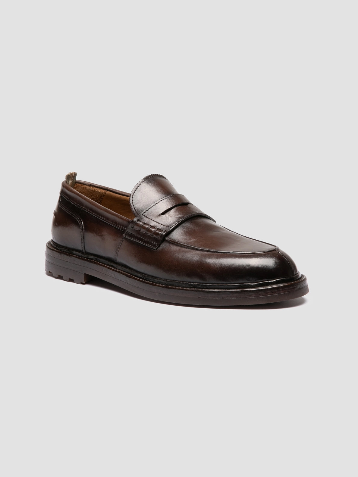 Almond Toe Loafers SAX FLEXI 001 - Dark Brown Leather Penny Loafers