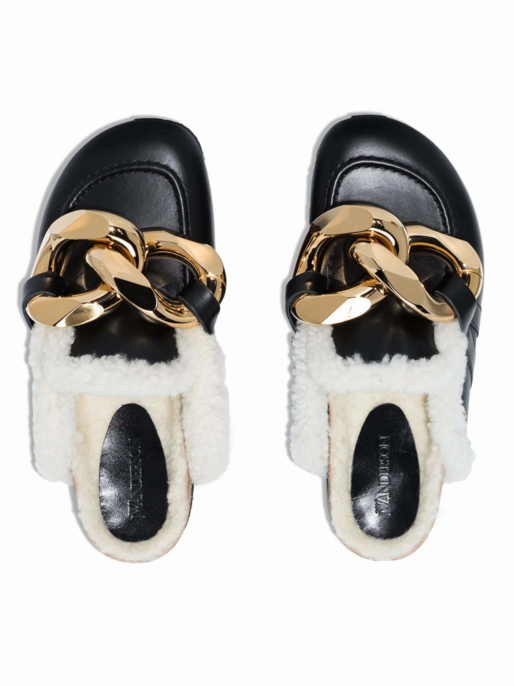 Chain shearling loafer mules Chunky Loafers With Heels