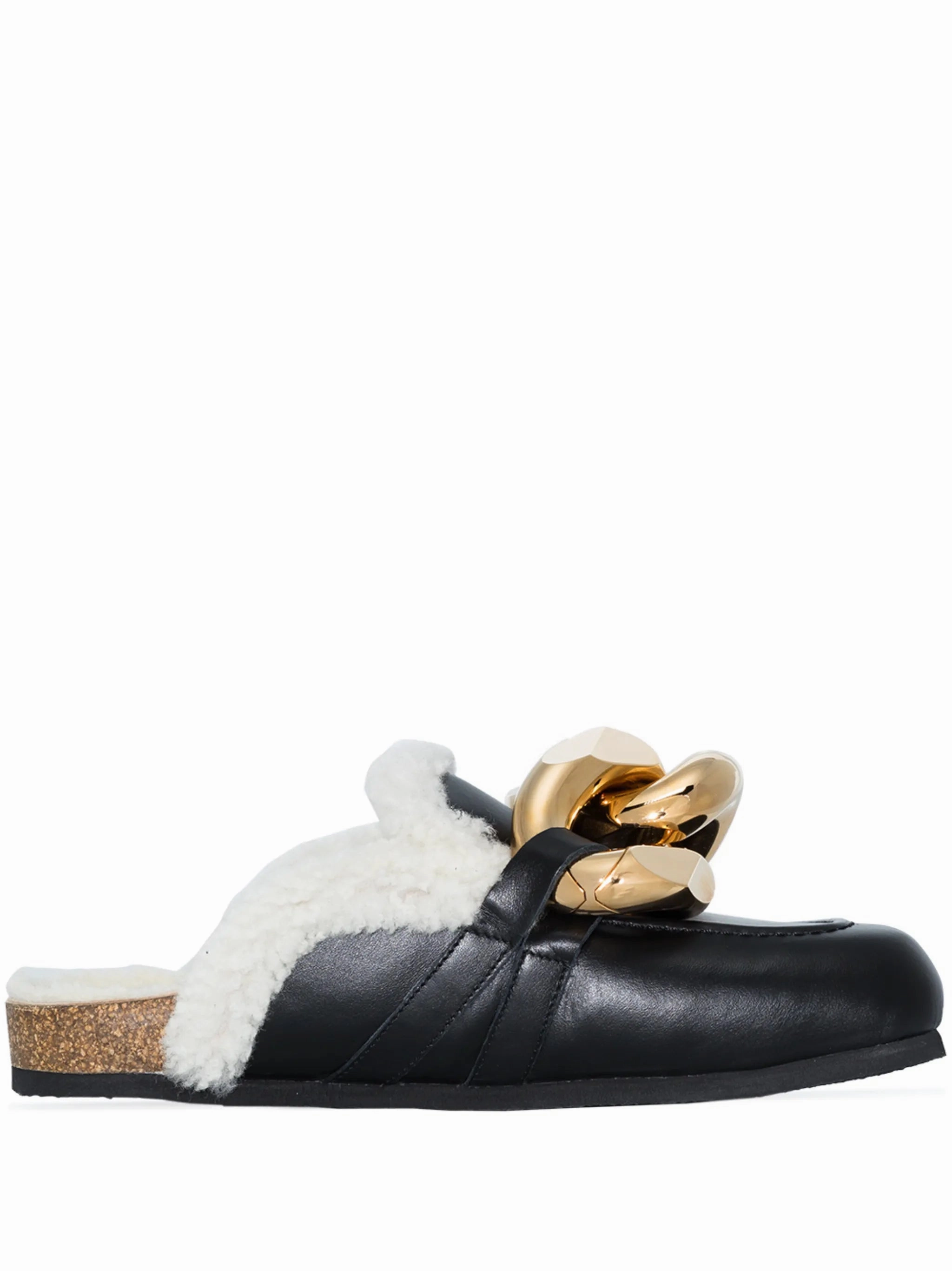 Chain shearling loafer mules Tights With Loafers