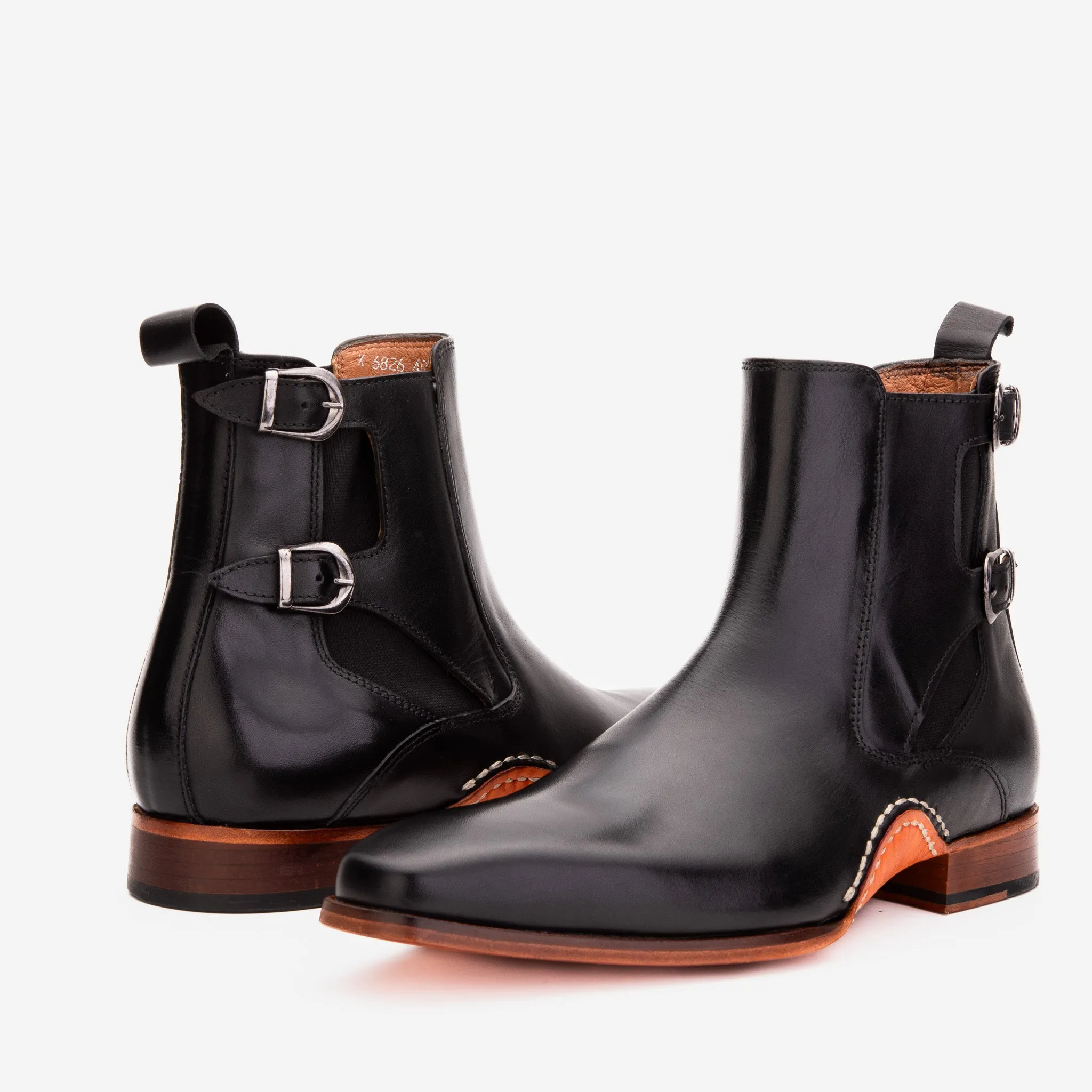 Black Chelsea Boots Near Me The Royal Hand Craft Black Leather Double-Buckle Chelsea Men Boot