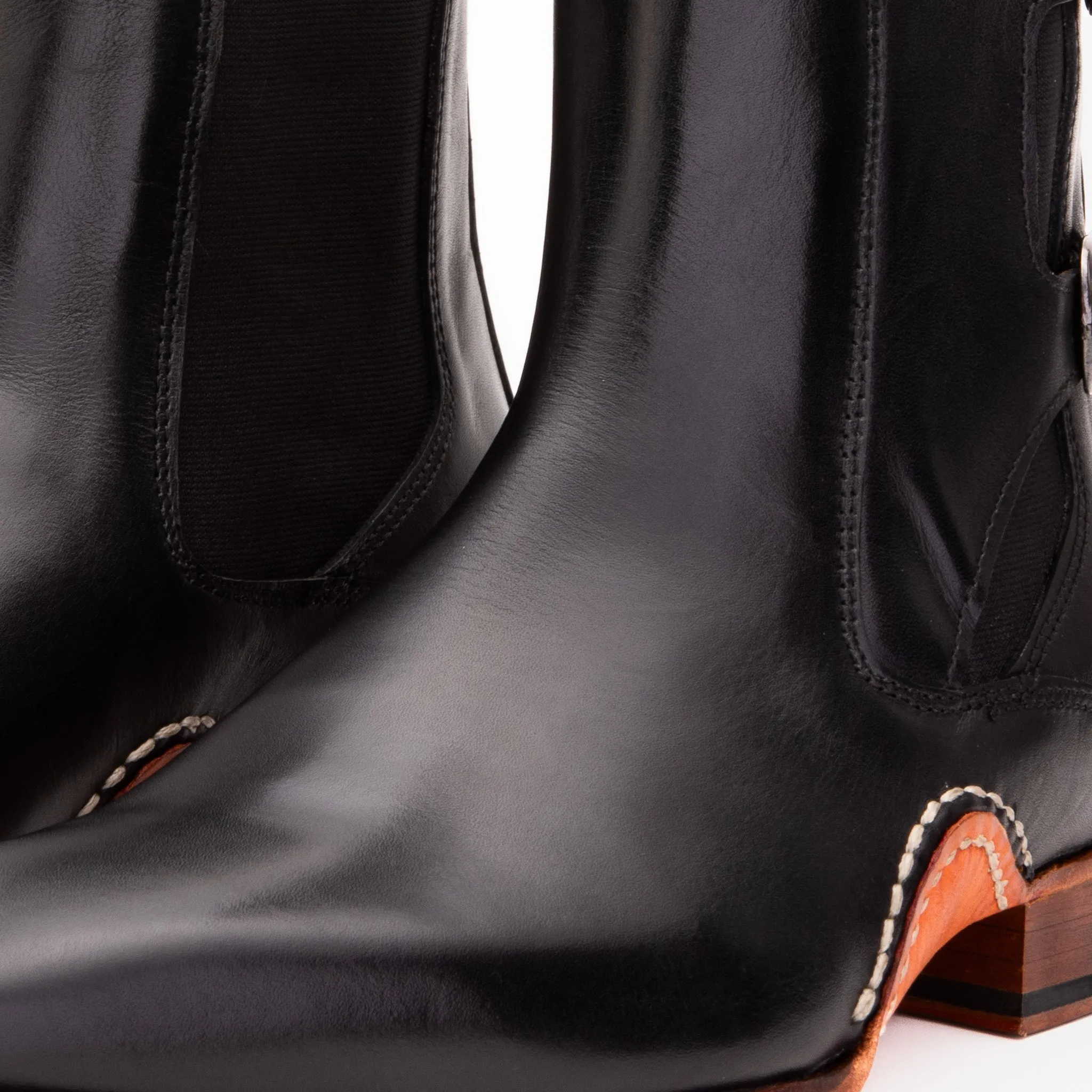 The Royal Hand Craft Black Leather Double-Buckle Chelsea Men Boot Merona Chelsea Boots