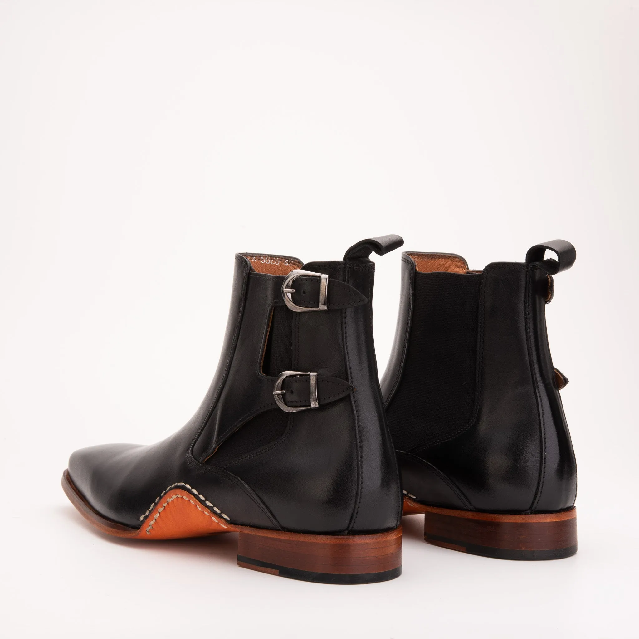 The Royal Hand Craft Black Leather Double-Buckle Chelsea Men Boot Sam Edelman Justina Chelsea Boots