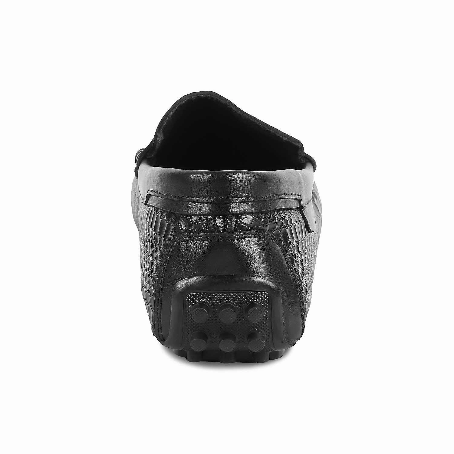 The Argon Black Men's Leather Driving Loafers Tresmode Loafers Horsebit