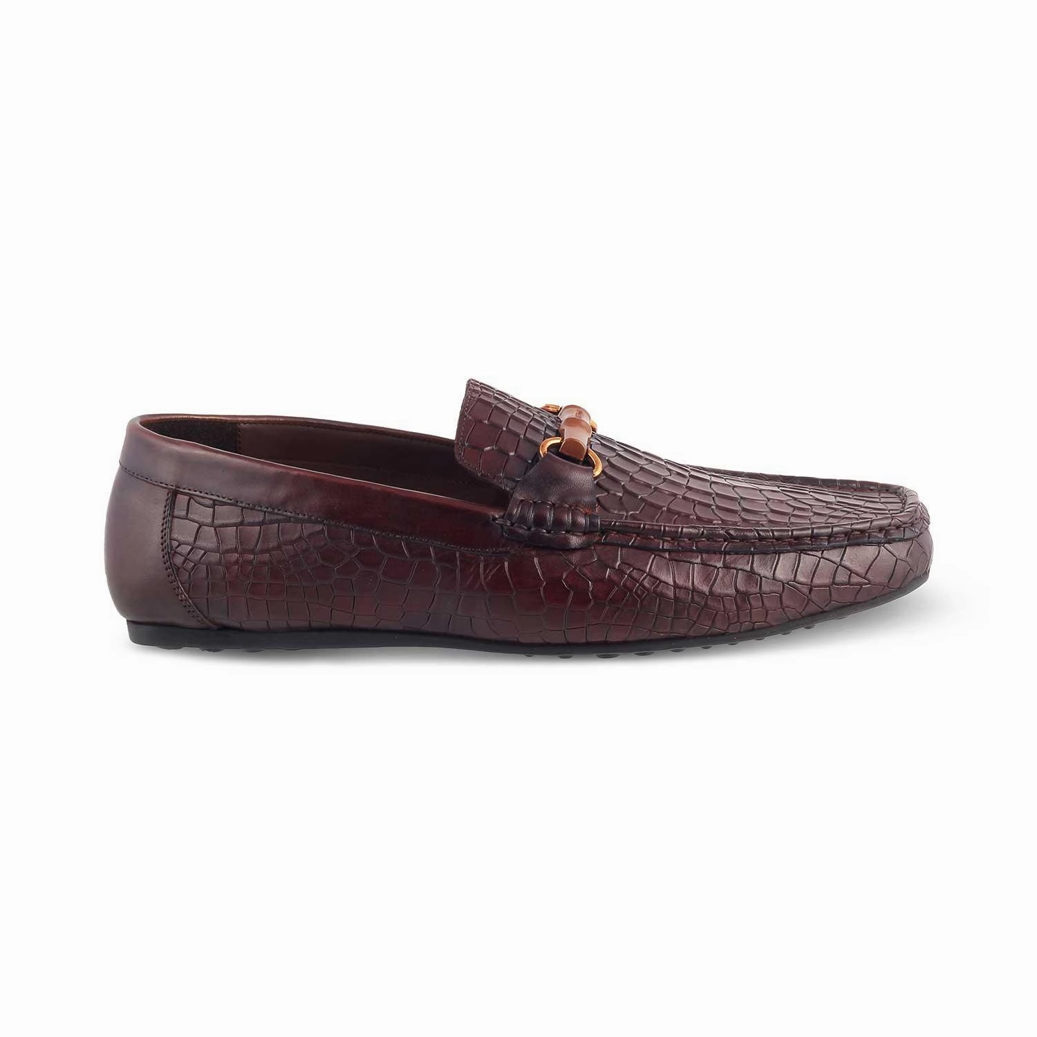 The Croter Brown Men's Textured Leather Loafers Tresmode Light On His Loafers